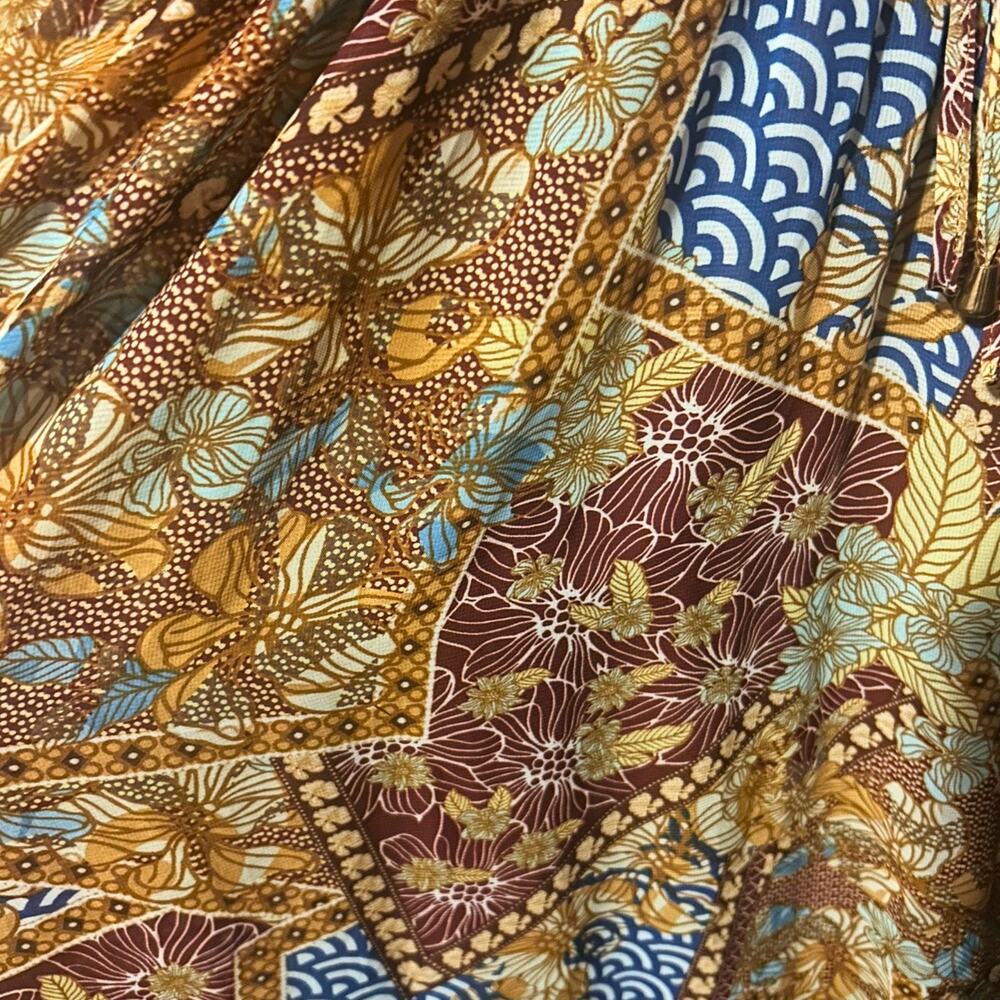 Haani Women's 1X Boho Maxi Dress Brown Blue Floral Long Sleeve Cottagecore - Picture 6 of 8